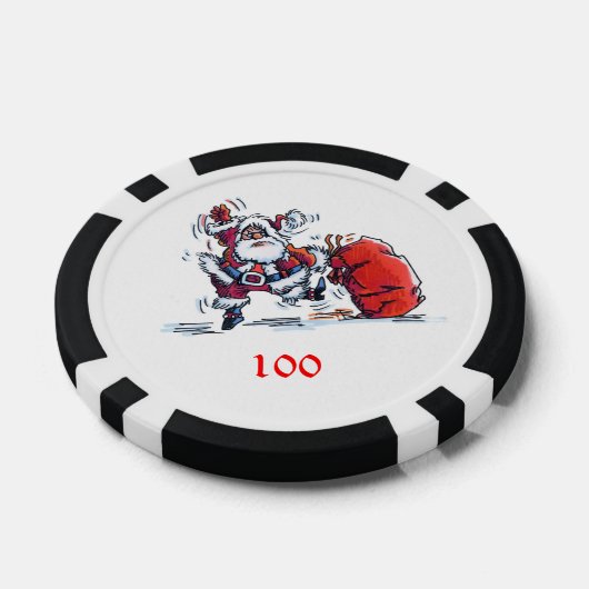 Angry Santa zwart 100 gestreepte poker chip (Enkel)