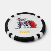 Angry Santa zwart goud 10000 gestreepte poker chip (Enkel)