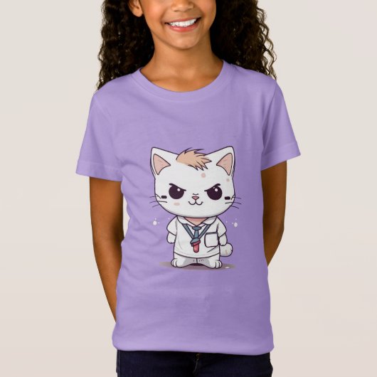 Angry Schattige Cat Design T-shirt (Voorkant)