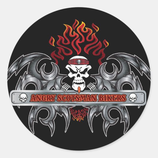 Angry-Scotsman-Bikers Ronde Sticker (Voorkant)