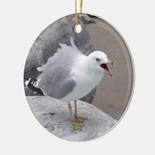 Angry Seagull Keramisch Ornament (Links)