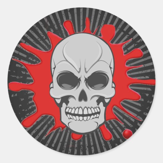 Angry Skull & Blood Splat: Aangepaste Sticker (Voorkant)