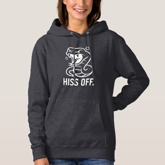 Angry Snake "HISS OFF" Grappige Witte Typografie H Hoodie (Voorkant)