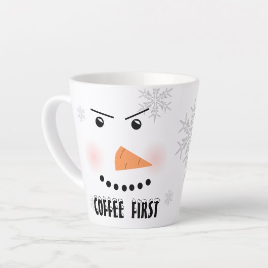 Angry Snowman "Coffee First" Latte Mok (Linkerhoek)