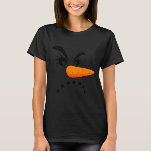 Angry Snowman Face Eyelashes Christmas Snowman Cos T-shirt (Voorkant)