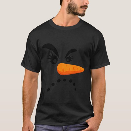 Angry Snowman Face Eyelashes Christmas Snowman Cos T-shirt (Voorkant)