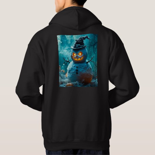Angry Snowman Halloween Hoodie with Pumpkins (Achterkant)