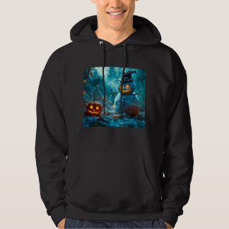 Angry Snowman Halloween Hoodie with Pumpkins