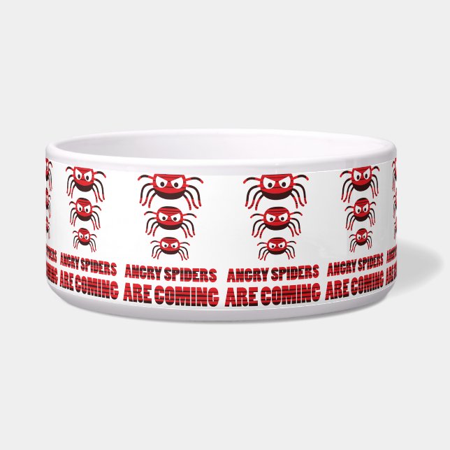 Angry spiders are coming T-Shirt Voerbakje (Voorkant)