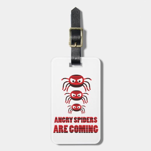 Angry spinnen komen op T-Shirt Bagagelabel (Voorkant verticaal)