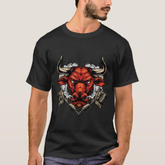 Angry stier kop en gezicht met horens. t-shirt