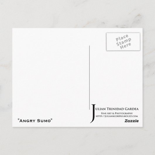 "Angry Sumo" — Briefkaart (Achterkant)