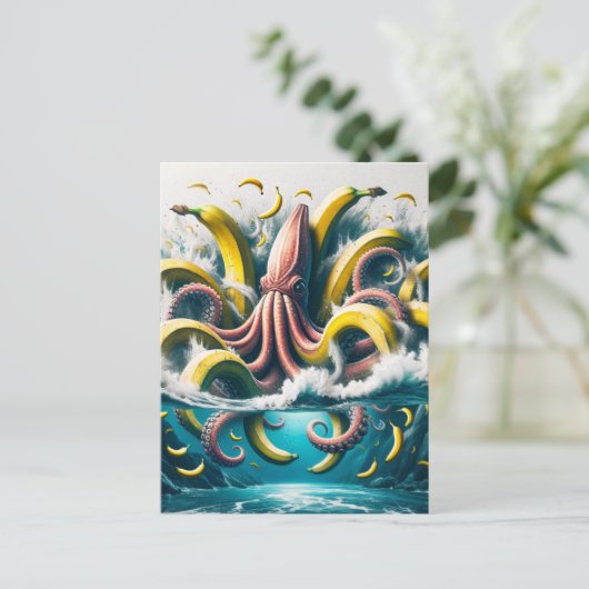 Angry Surreal Banana Octopus Briefkaart (Staand voorkant)