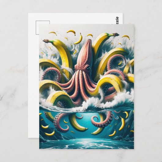 Angry Surreal Banana Octopus Briefkaart (Voorkant / Achterkant)