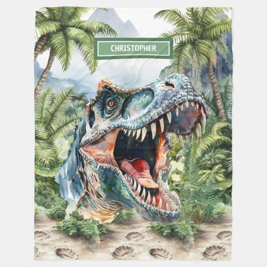 Angry T-Rex Blanket Gepersonaliseerde Aangepaste N Fleece Deken (Voorkant)