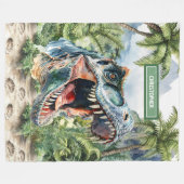 Angry T-Rex Blanket Gepersonaliseerde Aangepaste N Fleece Deken (Voorkant (Horizontaal))