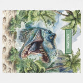 Angry T-Rex Deken Gepersonaliseerde Naam voor Jong (Voorkant (Horizontaal))