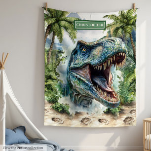 Angry T-Rex Deken Gepersonaliseerde Naam voor Jong