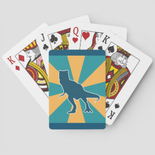 Angry T-rex dinosaur cartoon geel en blauw Pokerkaarten