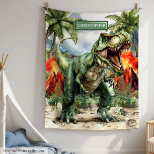 Angry T-Rex Gepersonaliseerde Deken Verjaardag Gif
