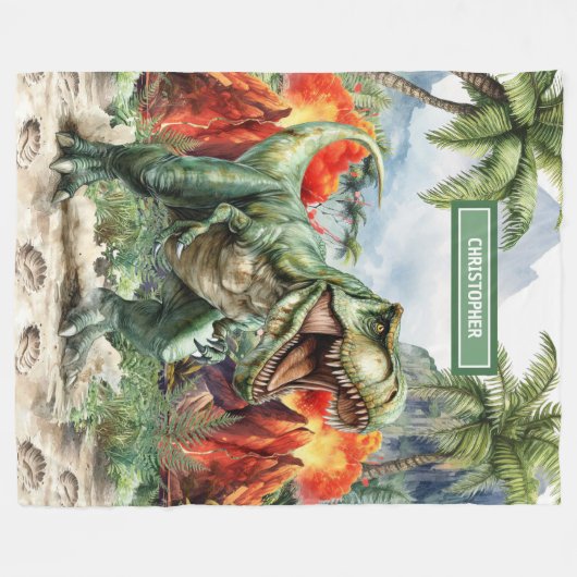 Angry T-Rex Gepersonaliseerde Deken Verjaardag Gif (Voorkant (Horizontaal))