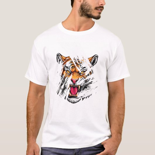 Angry Tiger Face t - shirts (Voorkant)