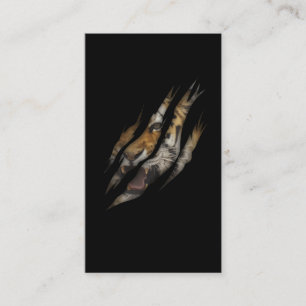 Angry Tiger Face Torn Claw Wild Safari Animal Cat Visitekaartje