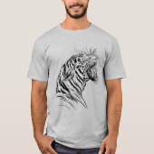 Angry Tiger Head Hand Drawn T-shirt (Voorkant)