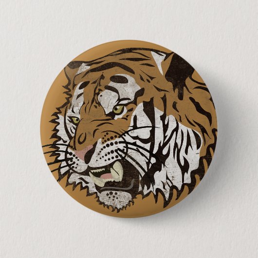 Angry Tiger Ronde Button 5,7 Cm (Voorkant)