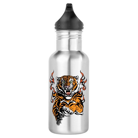 Angry tijger in tongen vlam waterfles  (Rechts)