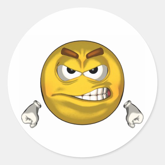 Angry - Toon Ronde Sticker (Voorkant)
