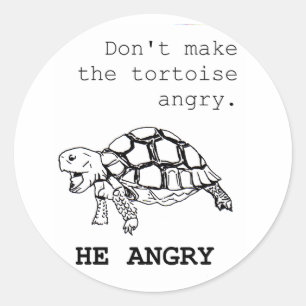 Angry Tortoise Drawing Ronde Sticker