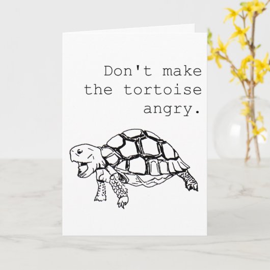 Angry Tortoise elke gelegenheid grappige hand teke Kaart (Gele Bloem)