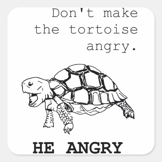 Angry Tortoise Vierkante Sticker (Voorkant)