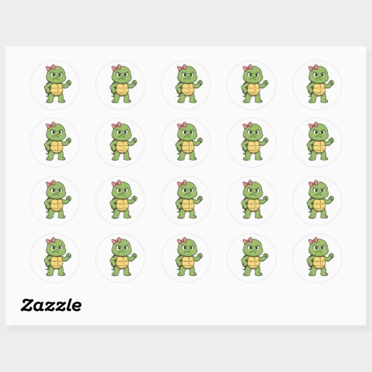 Angry turtle ronde sticker (Vel)