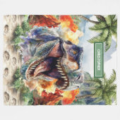 Angry Tyrannosaurus Dinosaur Blanket Gepersonalise Fleece Deken (Voorkant (Horizontaal))