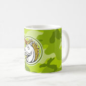 Angry Unicorn; heldere groene camo , camouflagewas Koffiemok (Voorkant rechts)