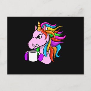 Angry Unicorn met koffie Briefkaart