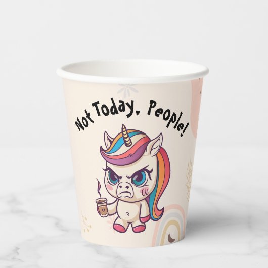 Angry Unicorn Paper Cup Papieren Bekers (Voorkant)