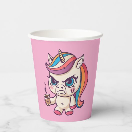 Angry Unicorn Paper Cup Papieren Bekers (Voorkant)