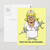Angry verpleegster moe van patiënt door op de opro briefkaart (Voorkant / Achterkant)