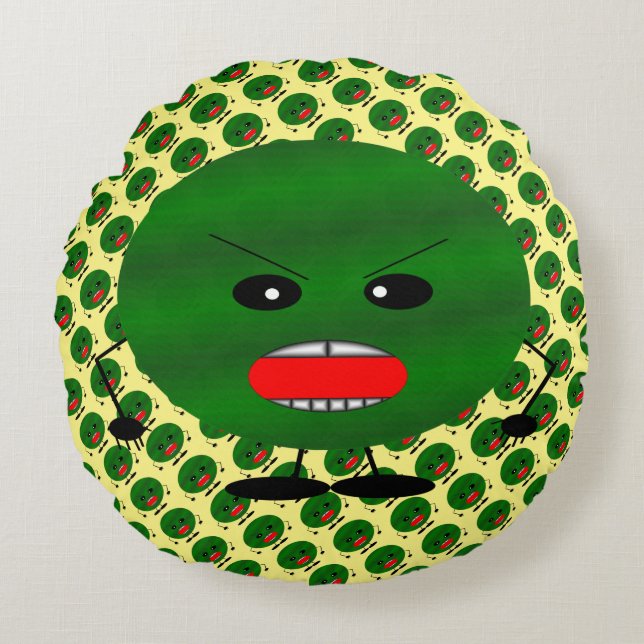 Angry Watermelon door Kenneth Yoncich Rond Kussen (Voorkant)