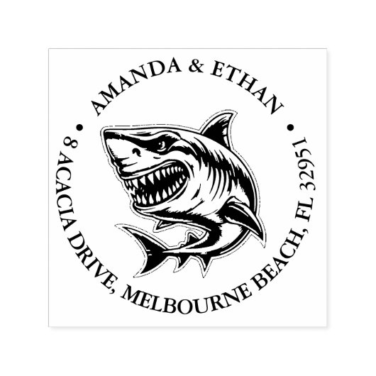 Angry White Shark thema Zelfinktende Stempel (Design)