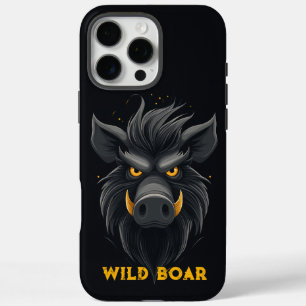 Angry Wild Boar Black iPhone 16 Pro Max Hoesje
