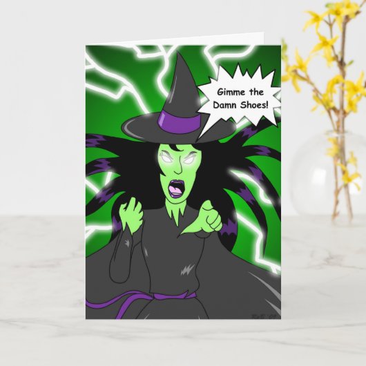 Angry Witch: Verjaardag Kaart (Gele Bloem)