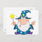 Angry Wizard Wachten met Magic Wand Briefkaart (Voorkant / Achterkant)