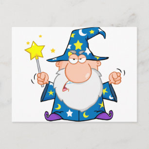 Angry Wizard Wachten met Magic Wand Briefkaart