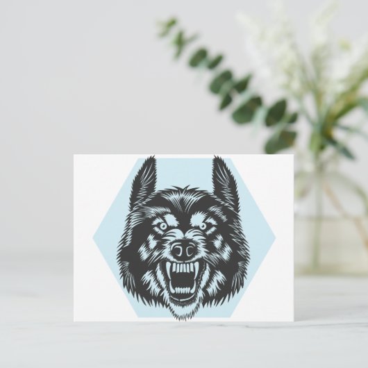 Angry wolf briefkaart (Staand voorkant)