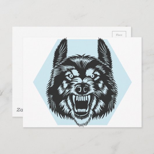 Angry wolf briefkaart (Voorkant / Achterkant)