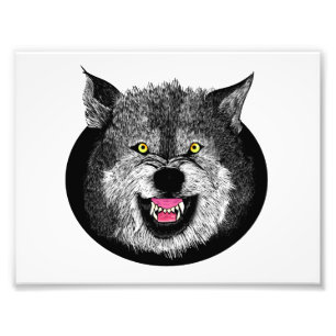 Angry Wolf Face-illustratie Foto Afdruk